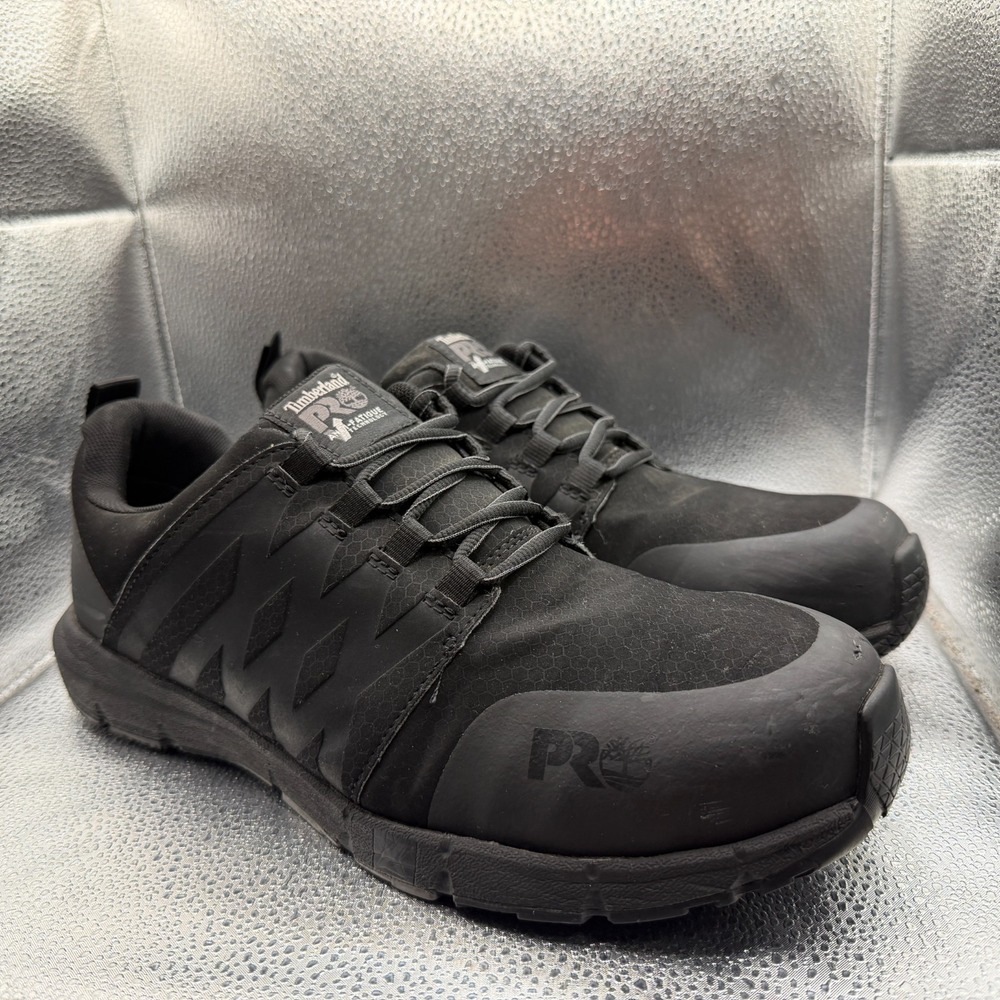 Size 12 M Timberland PRO Radius Composite‎ Toe Black Mens Raptek Work Sneakers